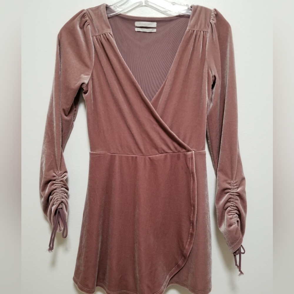 Urban Outfitters Pink Velvet Goldmine Faux Wrap Romper Size XS
